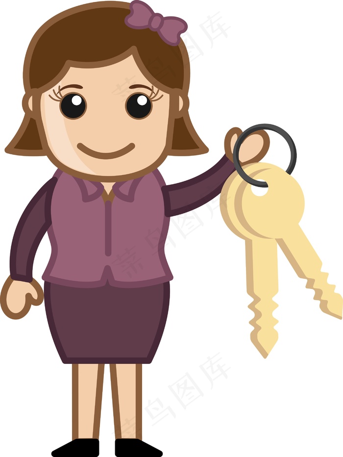 持有钥匙扣的卡通
