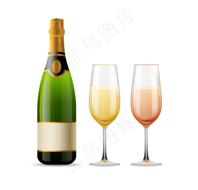 香槟酒与酒杯矢量素材ai矢量模版下载