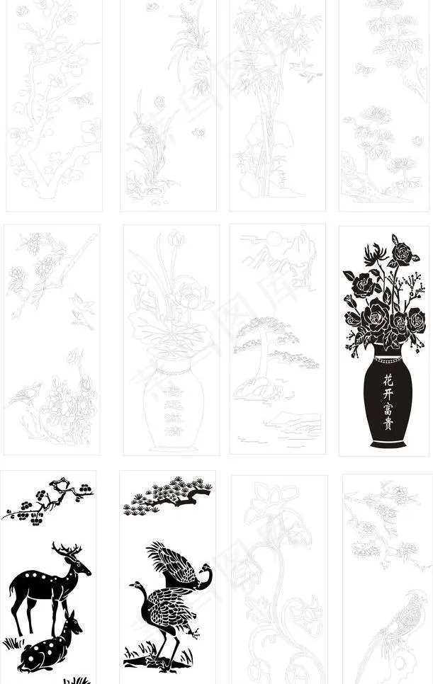 梅兰竹菊图片cdr矢量模版下载