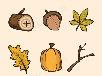 多款手绘秋天树叶小图标设计元素模板 多款手绘秋天树叶小图标设计元素模板