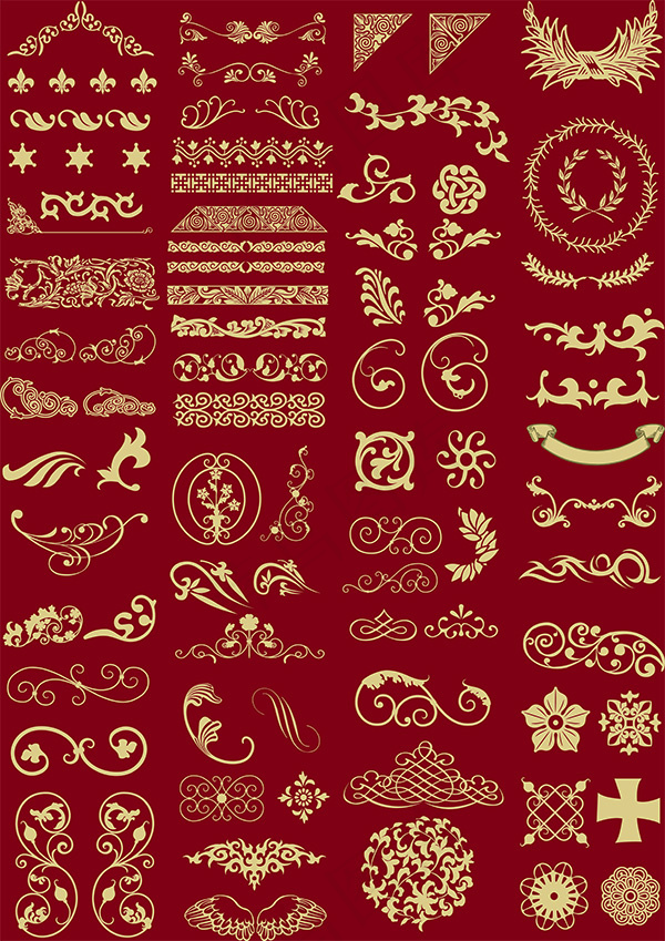 金色边框底纹 花纹 花纹 花瓣psd模版下载