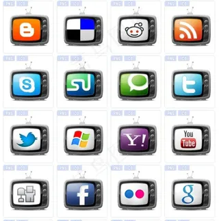 电视风格社交媒体图标