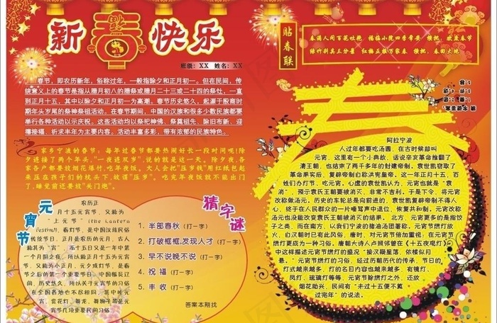 春节手抄报图片