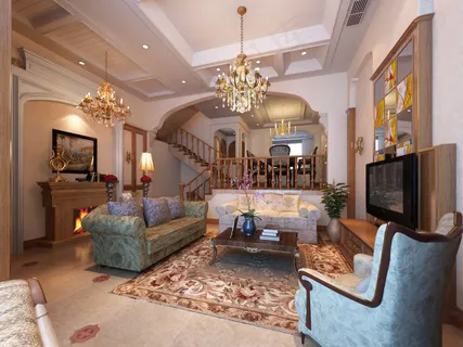 美式二层联排别墅室内装修图