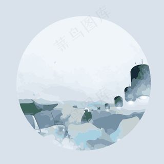 印花矢量图 几何 圆形 水墨 风景...