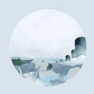 印花矢量图 几何 圆形 水墨 风景...