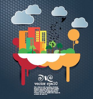 可爱的卡通城市背景矢量素材05