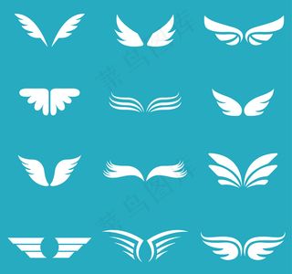 12款白色翅膀设计矢量素材