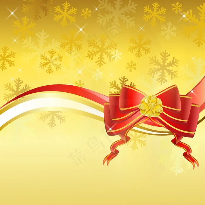 红色的弓的金色背景ai矢量模版下载