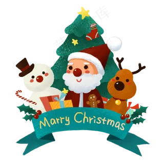 诞节送礼物的Q版圣诞老人和雪人�,免抠元素