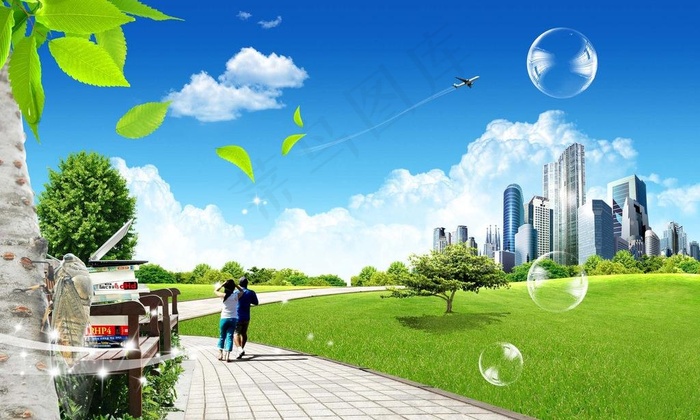 城市风景图片psd模版下载