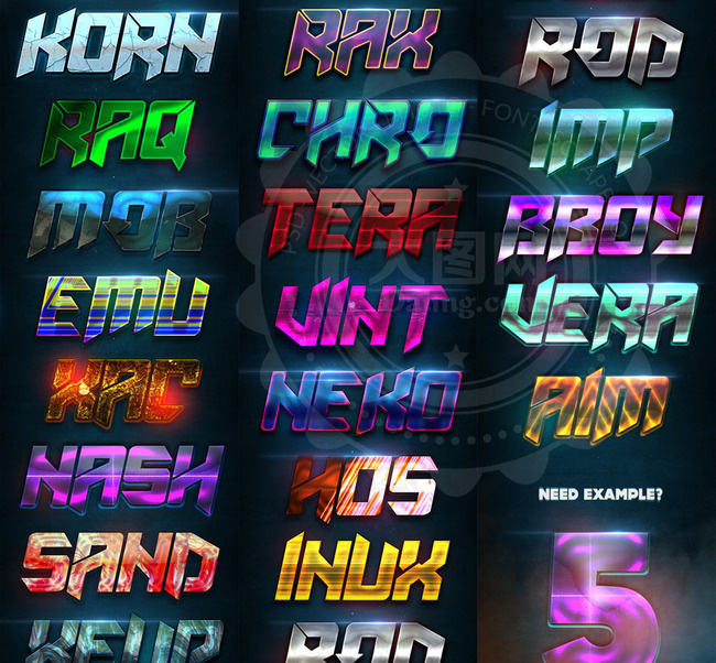 20款时尚绚丽的艺术字PS样式