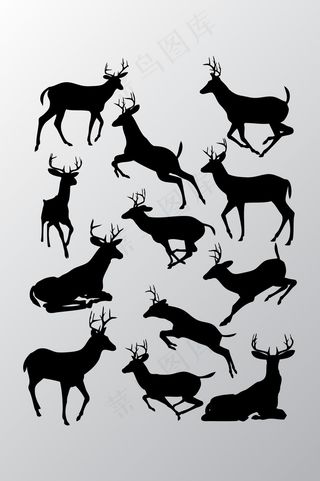 鹿剪影矢量素材下载