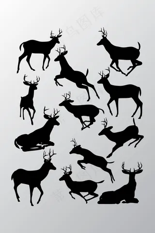 鹿剪影矢量素材下载