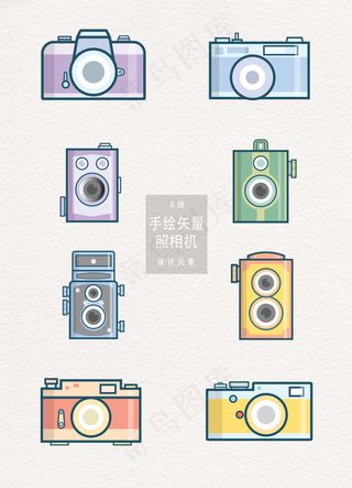 文艺手绘照相机素材