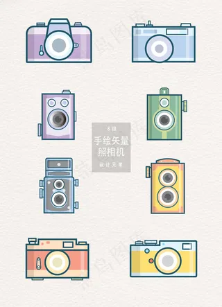 文艺手绘照相机素材