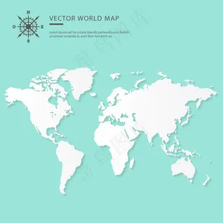 白色世界地图矢量图