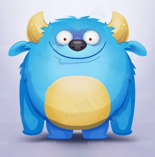 时尚卡通蓝色怪兽设计矢量素材