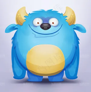 时尚卡通蓝色怪兽设计矢量素材