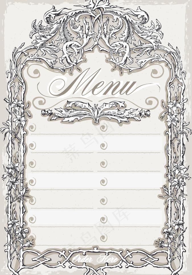 欧式复古菜单图片
