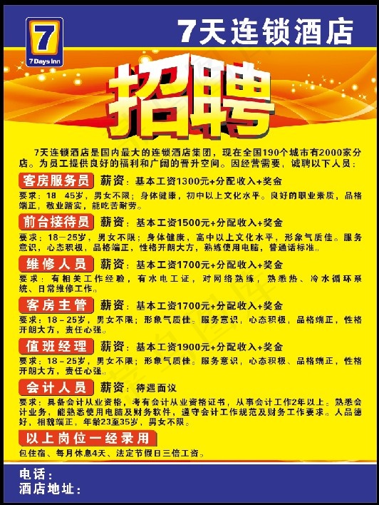 7天酒店招聘cdr矢量模版下载