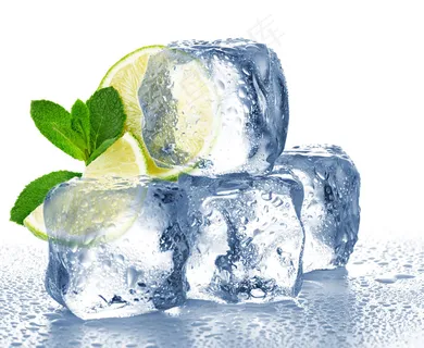 柠檬薄荷与冰块图片