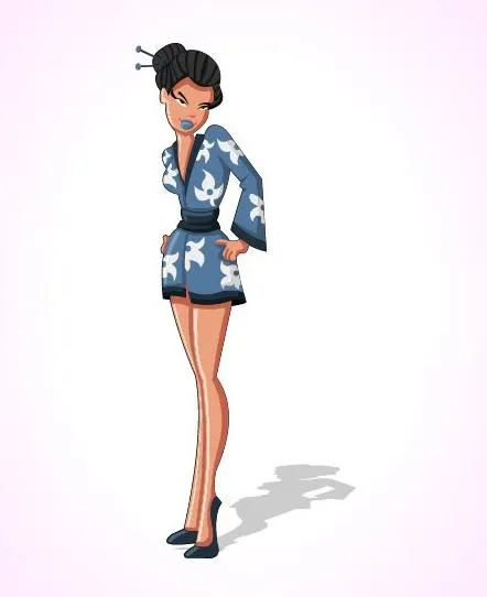 和服美女图片ai矢量模版下载