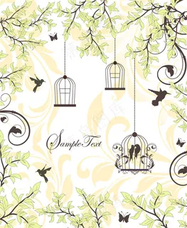 树枝鸟笼背景图片