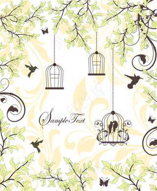 树枝鸟笼背景图片