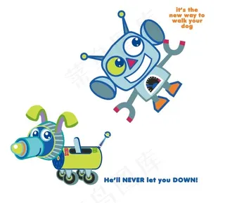 可爱的卡通机器人矢量素材