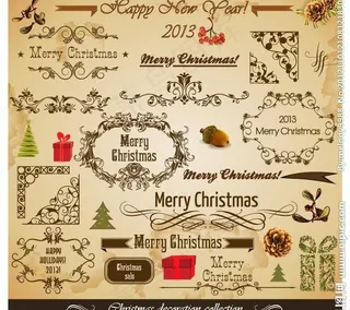 古典欧式圣诞花纹图片