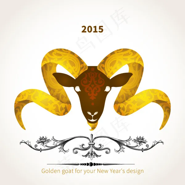 2015羊头古典花纹ai矢量模版下载