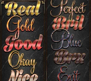 10款金属质感磨砂艺术字PS样式