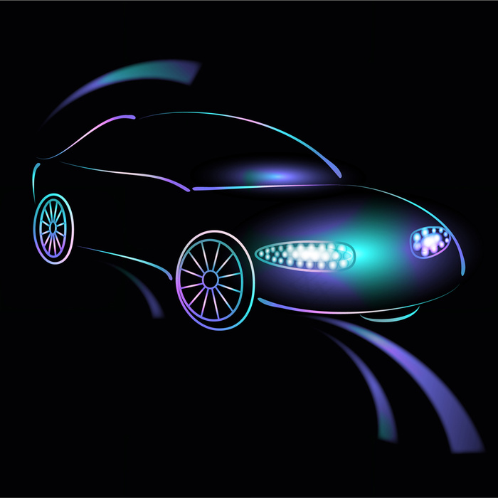 霓虹线条轿车矢量素材