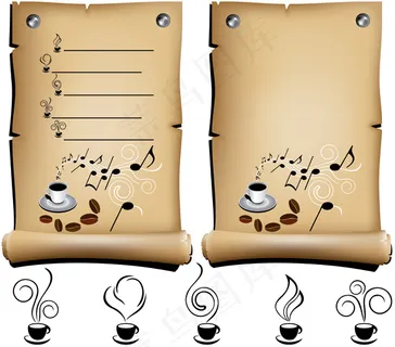 旧的牛皮纸咖啡店菜单矢量素材