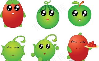 可爱水果精灵矢量图图片
