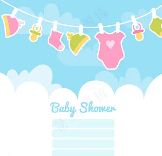 卡通晾衣绳迎婴派对海报图片