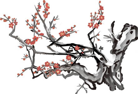 梅花水墨psd模版下载