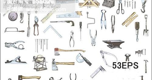 古典艺术剪贴画矢量素材-工具五金