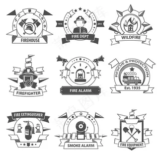 精美消防主题图标设计矢量素材