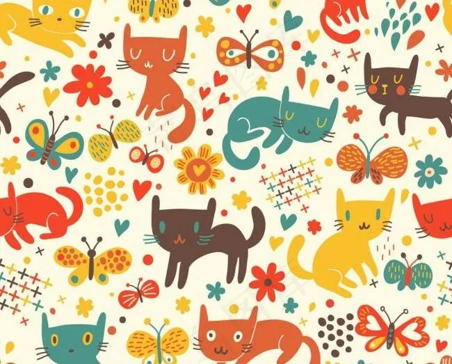 卡通背景 小猫背景图片eps,ai矢量模版下载