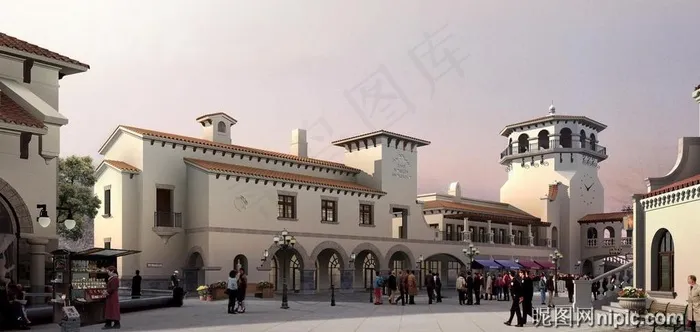房地产园林景观设计效果图图片(4134X2196(DPI:300))psd模版下载