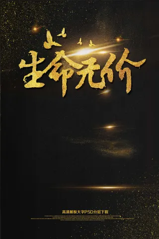 大气黑金生命无价海报