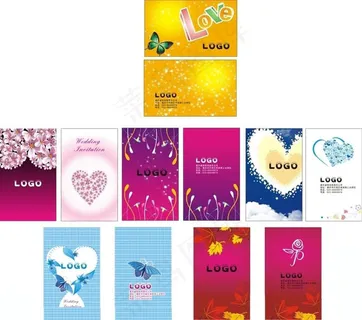 喜庆婚庆名片卡片设计矢量素材