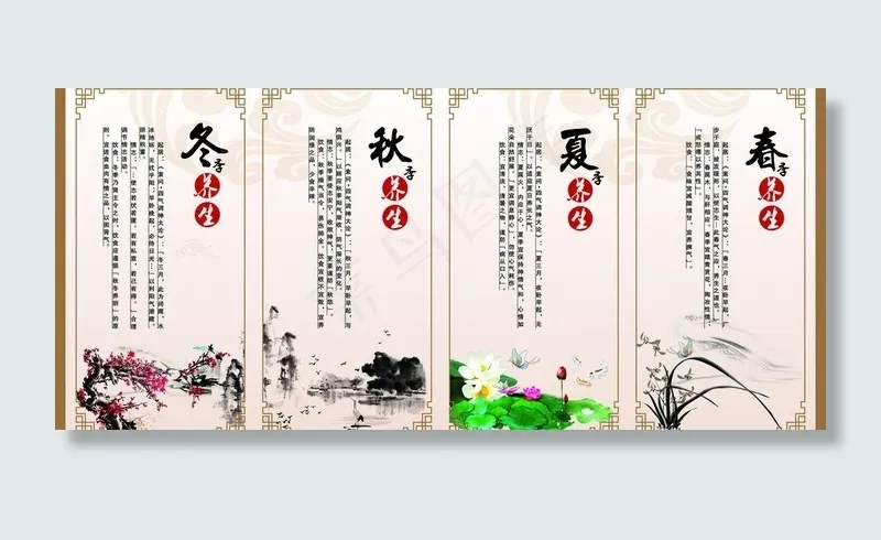 四季养生展板图片psd模版下载