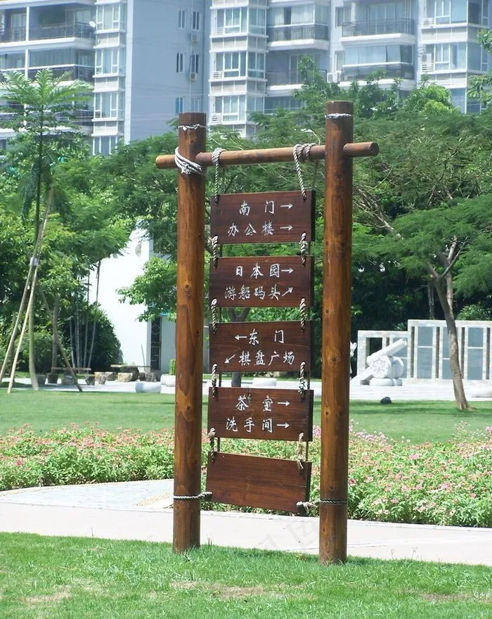 公园道路指示牌图片