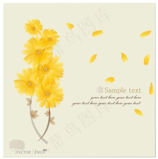 光晕鲜花背景03—矢量素材