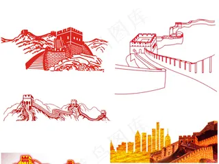 金色长城剪影PNG免扣素材