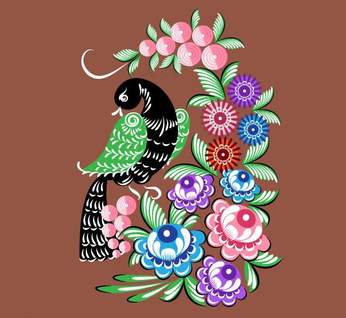 花朵 色彩 剪纸图片ai矢量模版下载