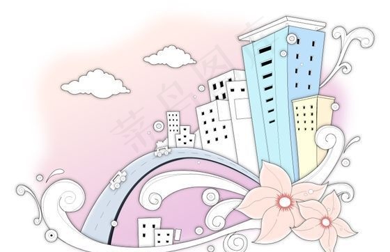 城市楼宇 建筑风景 矢量素材 AI...ai矢量模版下载